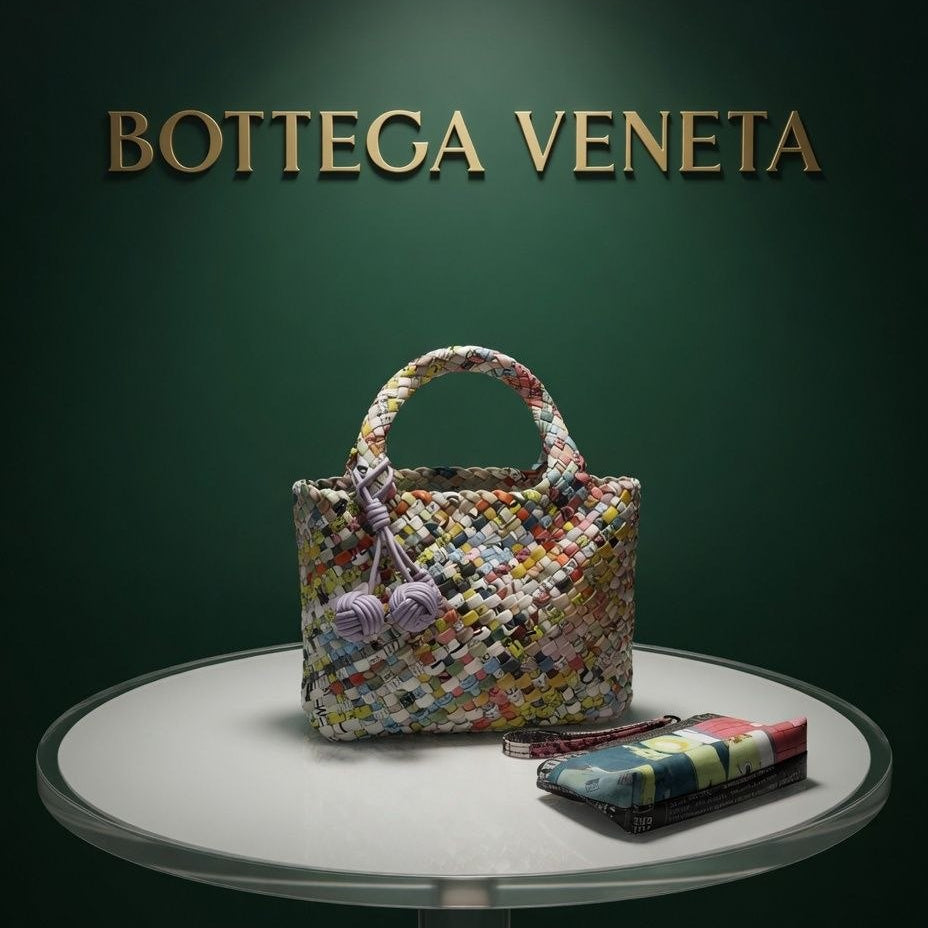 Multicolor Woven Bottega Style Handbag with Charm Detail 👜✨