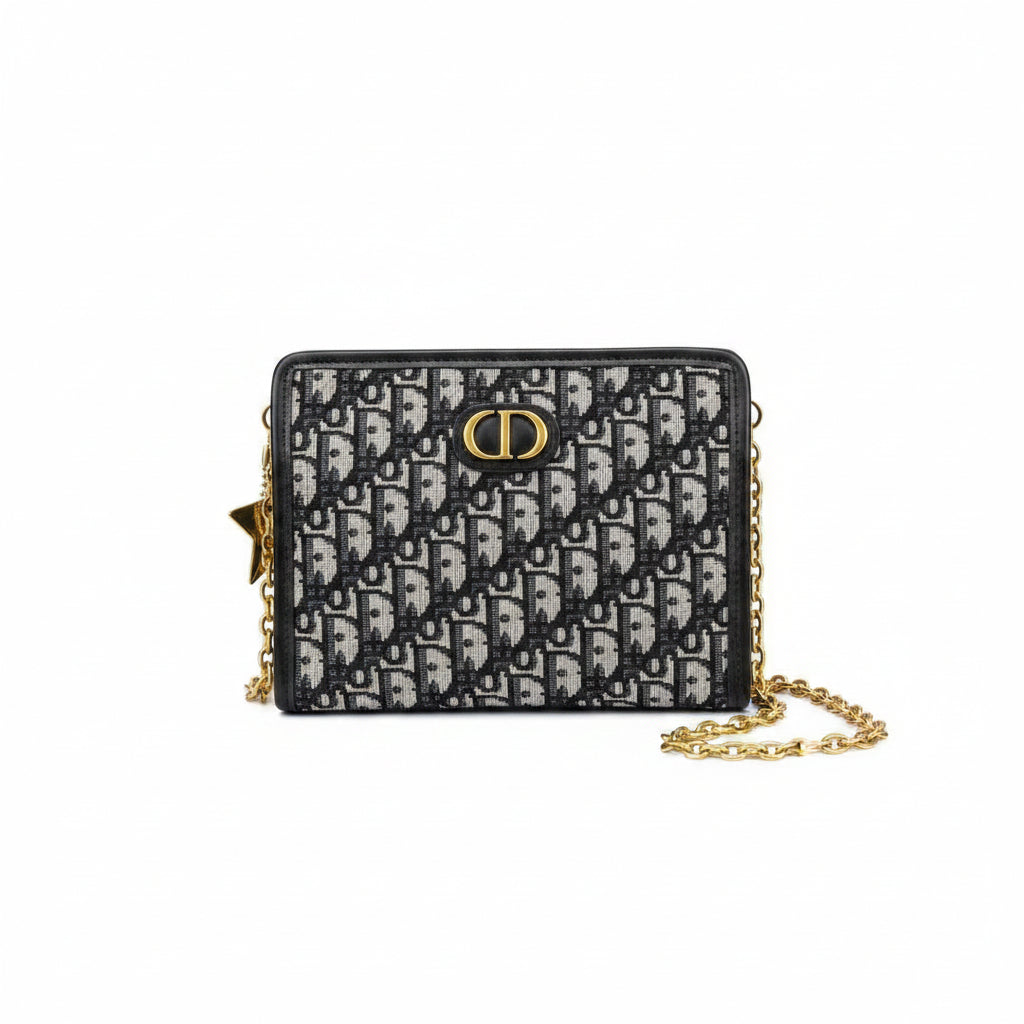 Dior Monogram Crossbody Bag with Star Charm and Chain Strap 🌟👜