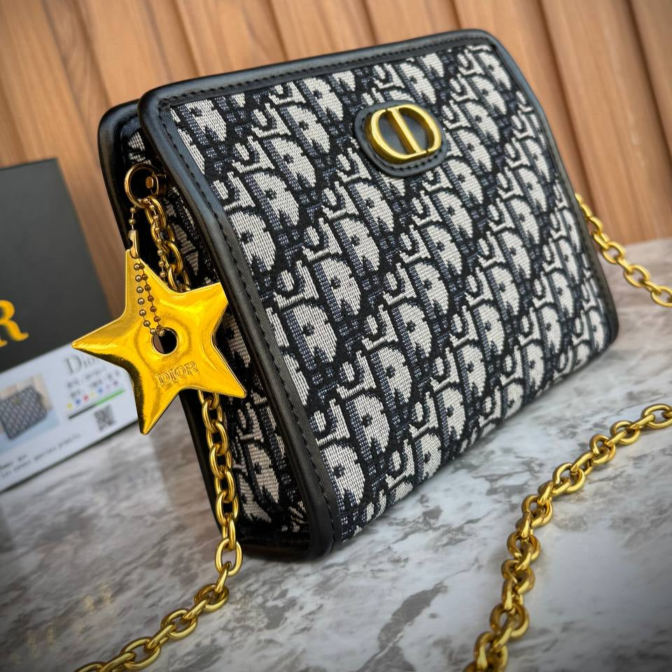 Dior Monogram Crossbody Bag with Star Charm and Chain Strap 🌟👜