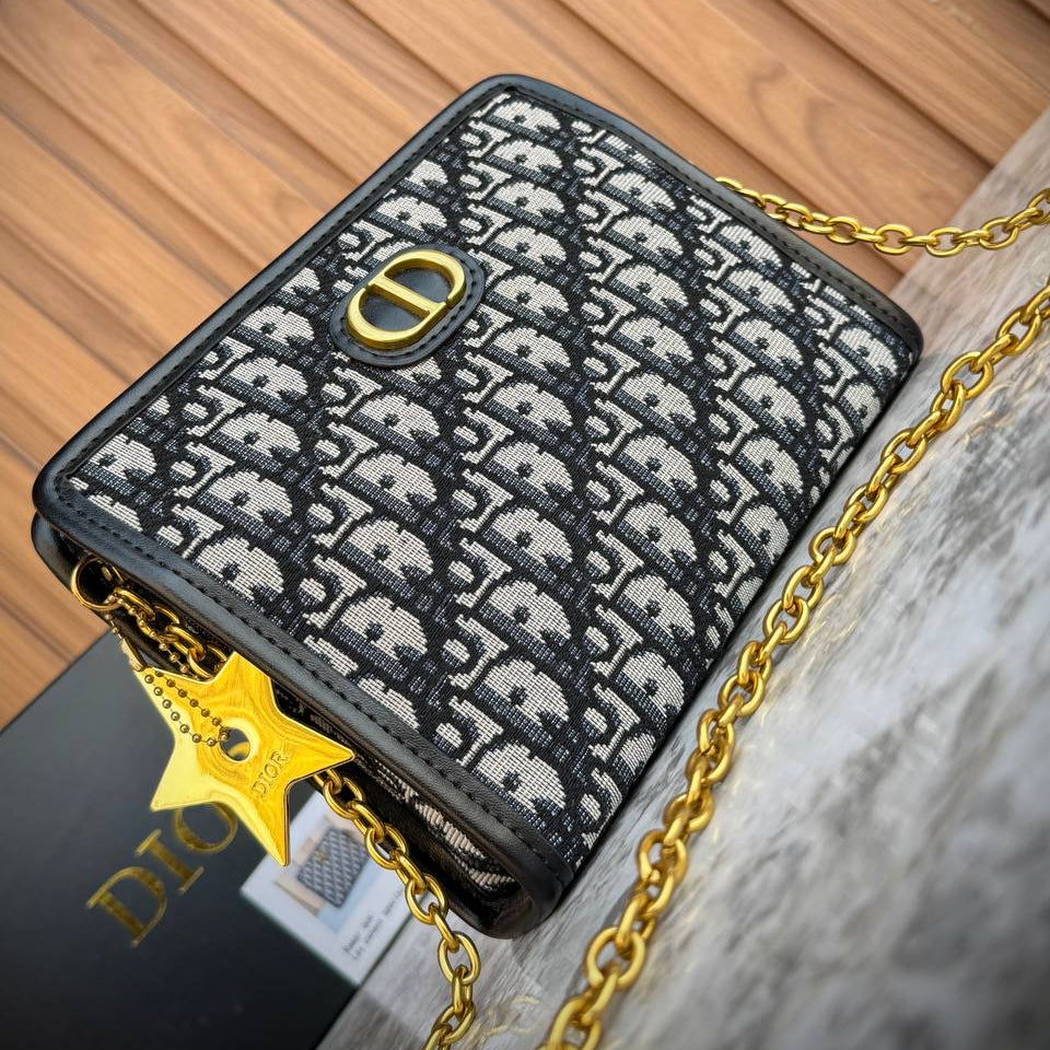 Dior Monogram Crossbody Bag with Star Charm and Chain Strap 🌟👜