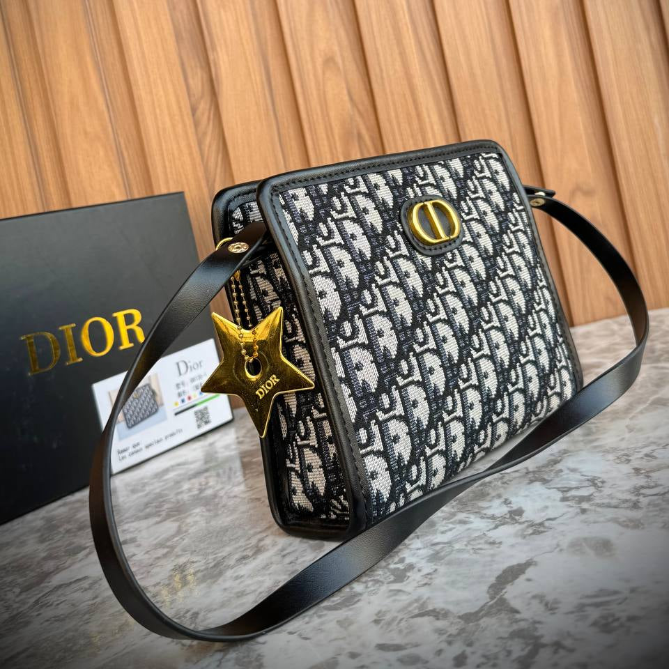 Dior Monogram Crossbody Bag with Star Charm and Chain Strap 🌟👜