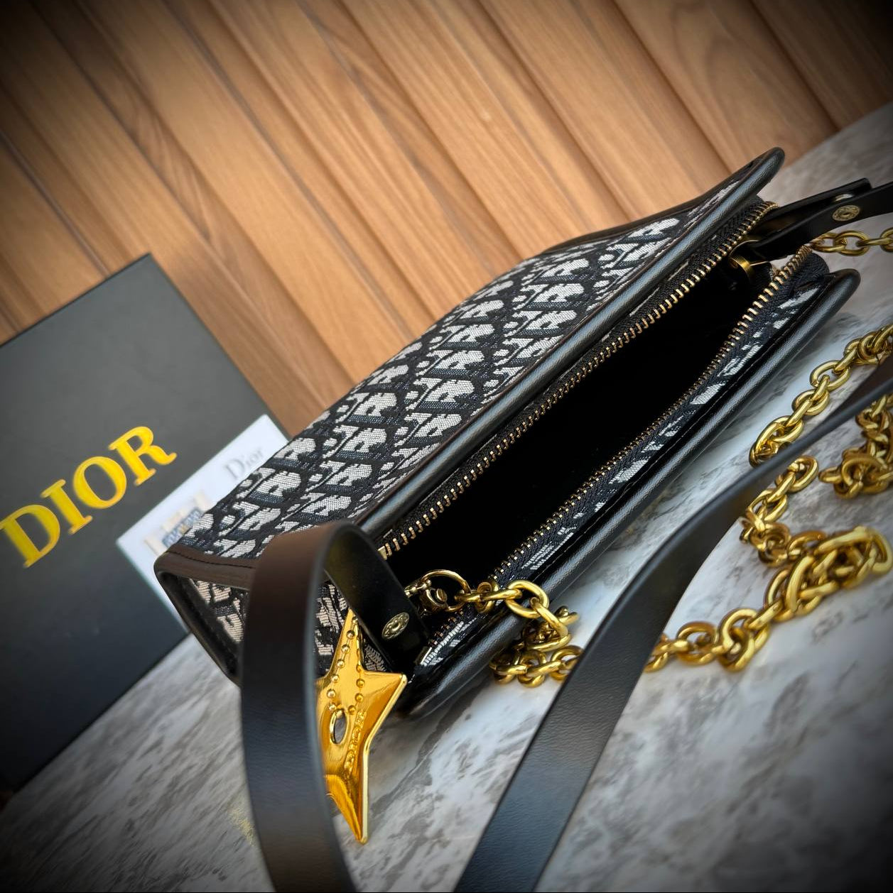 Dior Monogram Crossbody Bag with Star Charm and Chain Strap 🌟👜