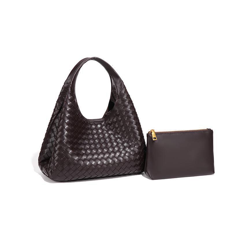 Bottega Style Woven Leather Hobo Handbag with Matching Pouch 👜✨