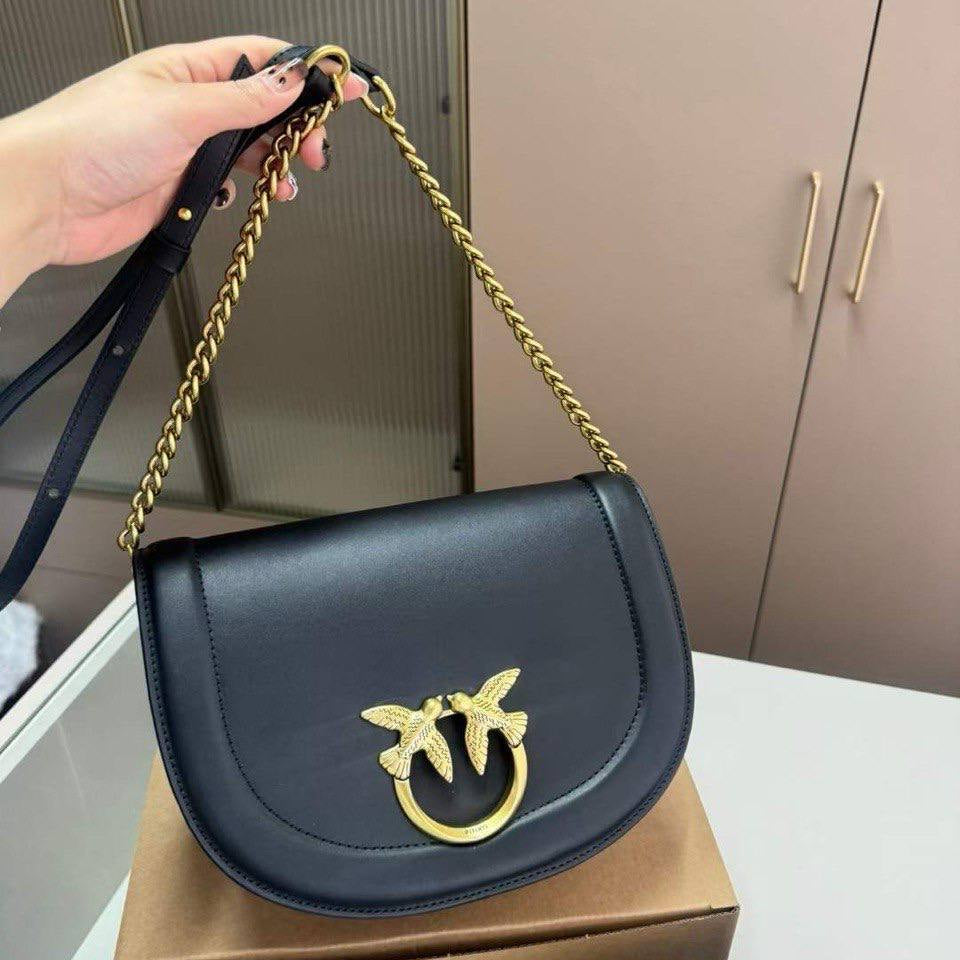 Pinko Shoulder Bag with Signature Gold-Tone Bird Hardware 🕊️✨