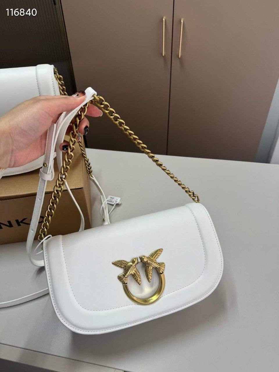 Pinko Shoulder Bag with Signature Gold-Tone Bird Hardware 🕊️✨