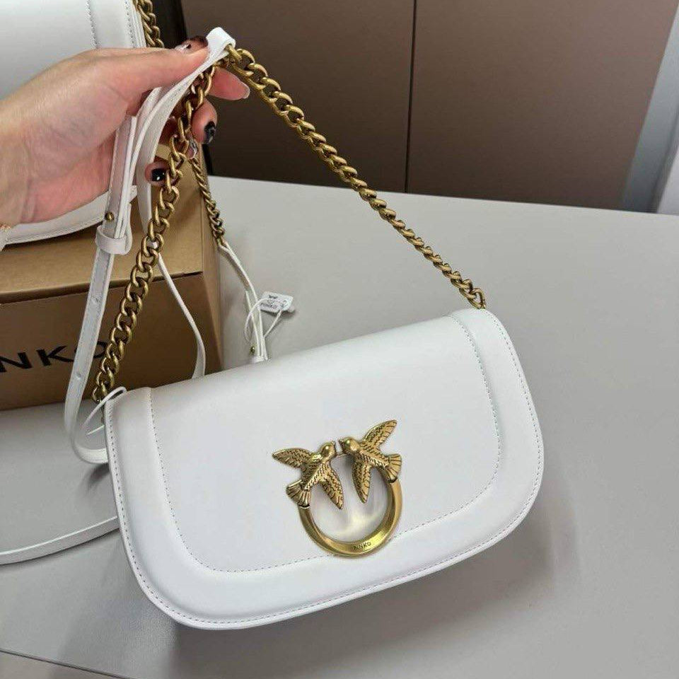 Pinko Shoulder Bag with Signature Gold-Tone Bird Hardware 🕊️✨