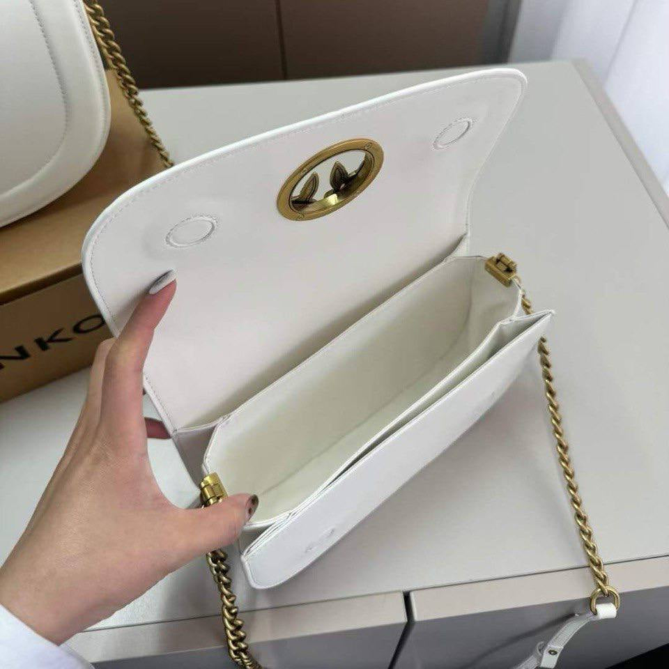 Pinko Shoulder Bag with Signature Gold-Tone Bird Hardware 🕊️✨