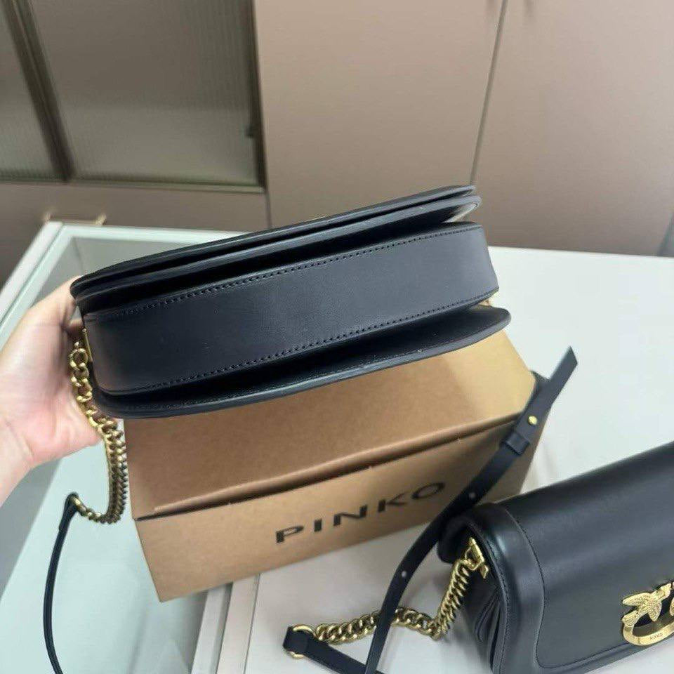 Pinko Shoulder Bag with Signature Gold-Tone Bird Hardware 🕊️✨