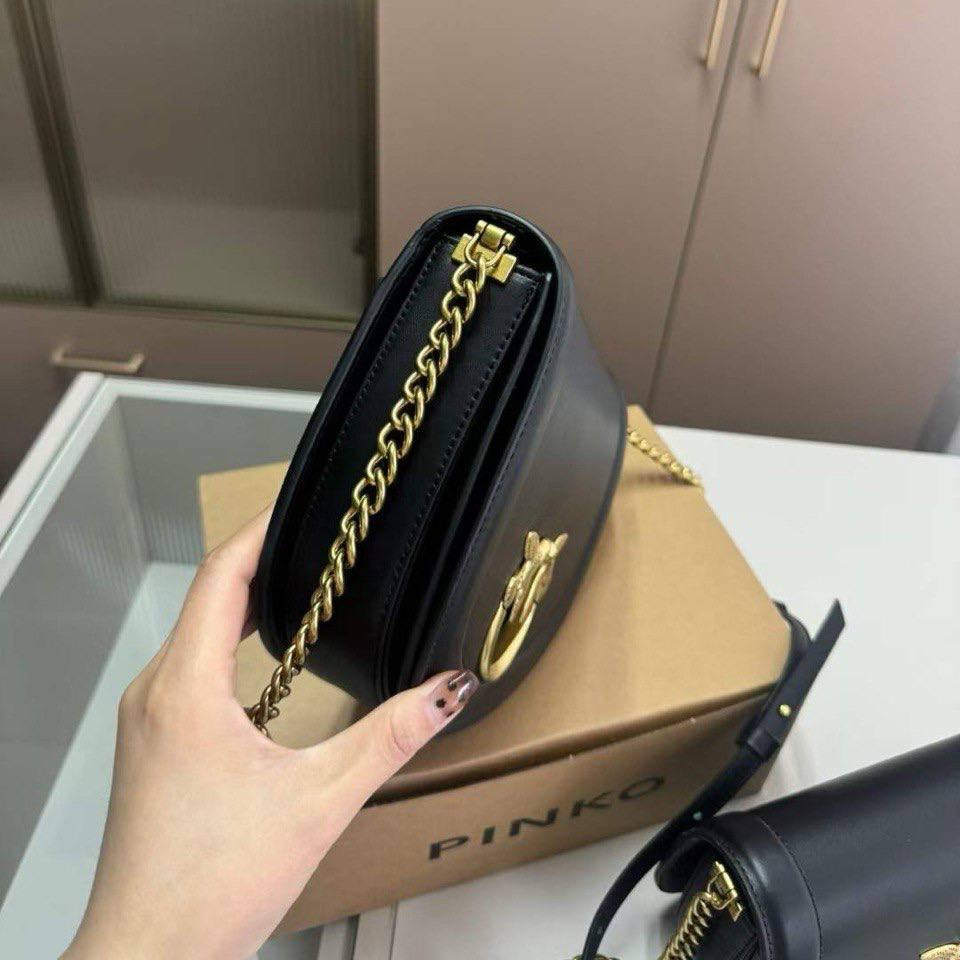 Pinko Shoulder Bag with Signature Gold-Tone Bird Hardware 🕊️✨