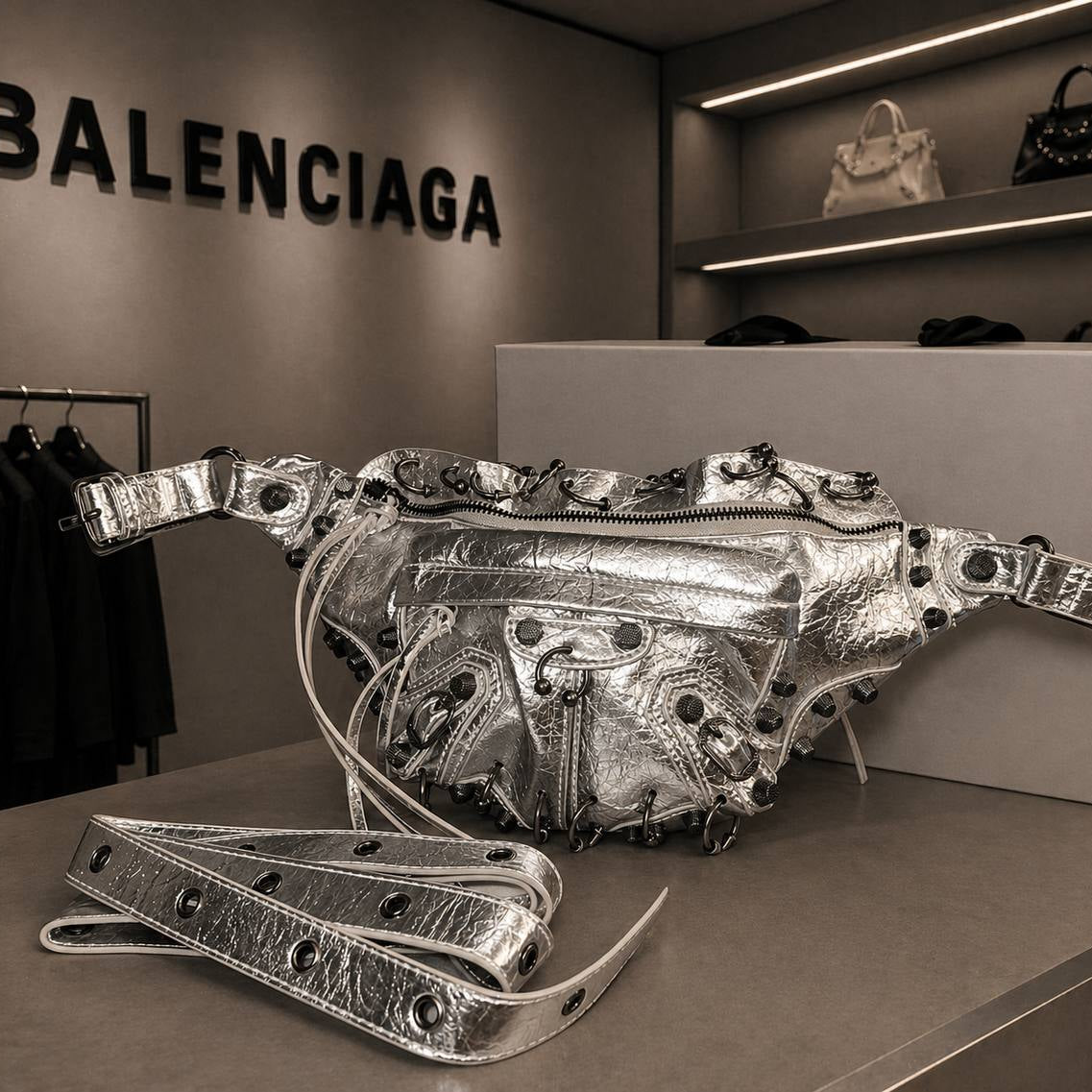 Balenciaga Le Cagole Metallic Hardware Belt Bag