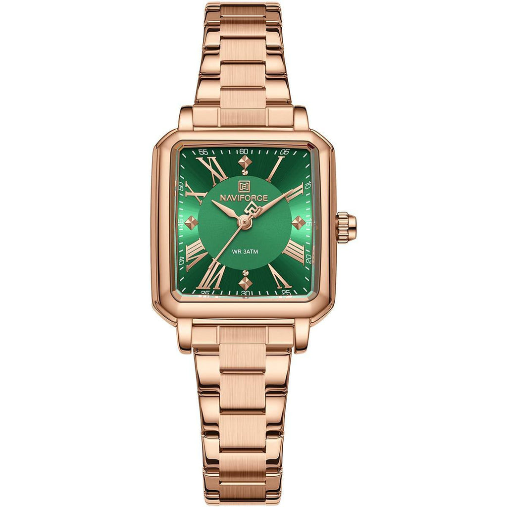 NAVIFORCE Square Case Analog Watch with Stainless Steel Link Bracelet