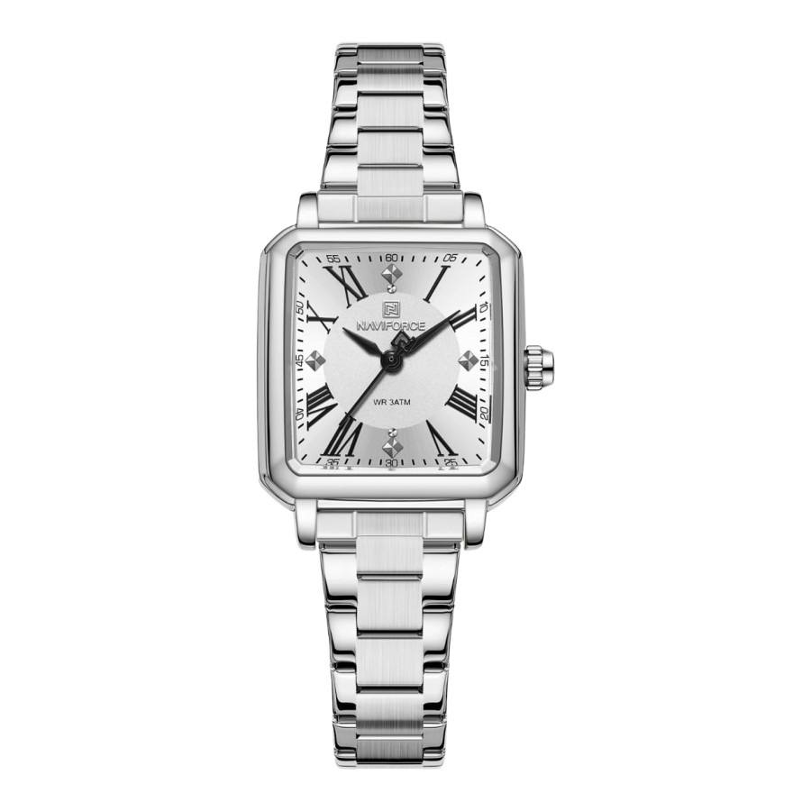 NAVIFORCE Square Case Analog Watch with Stainless Steel Link Bracelet