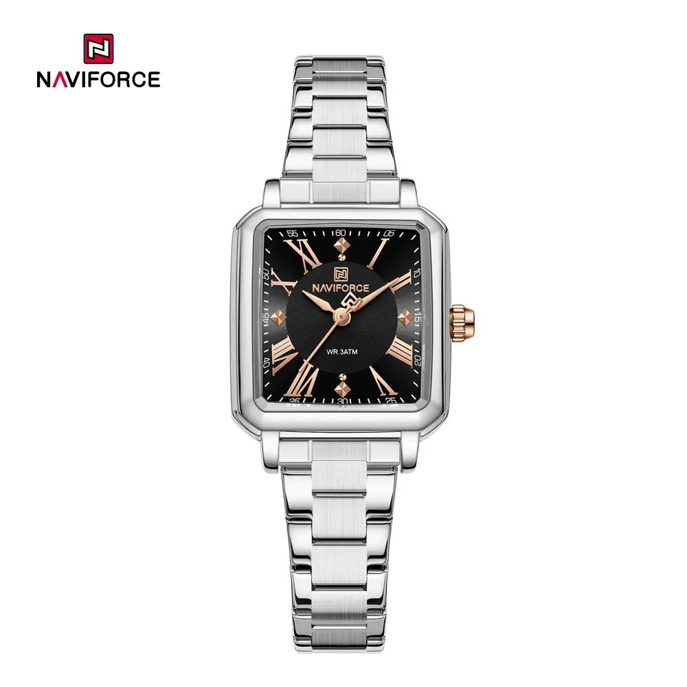 NAVIFORCE Square Case Analog Watch with Stainless Steel Link Bracelet