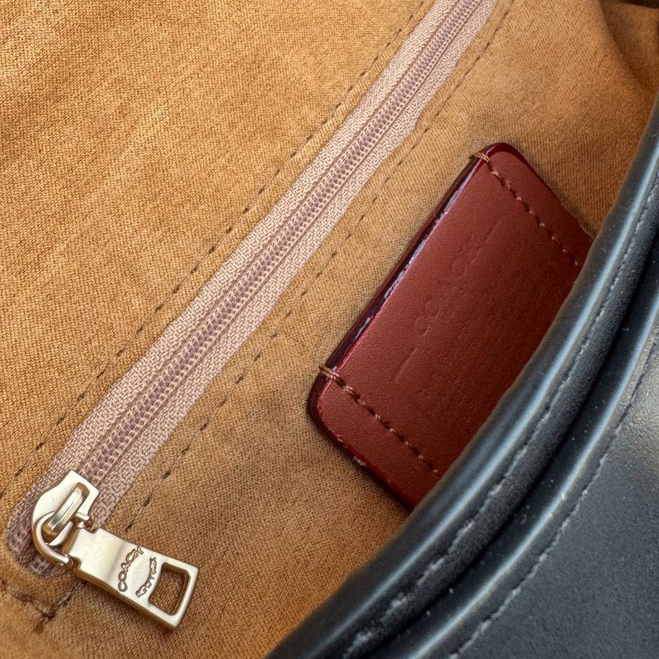 Coach Black Leather Crossbody with Signature Gold Tone Hardware