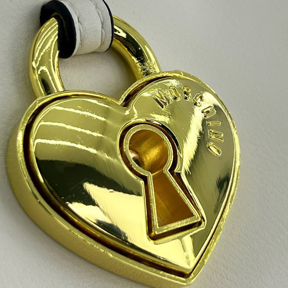 Moschino Heart Lock Chain Handbag with Gold Tone Hardware