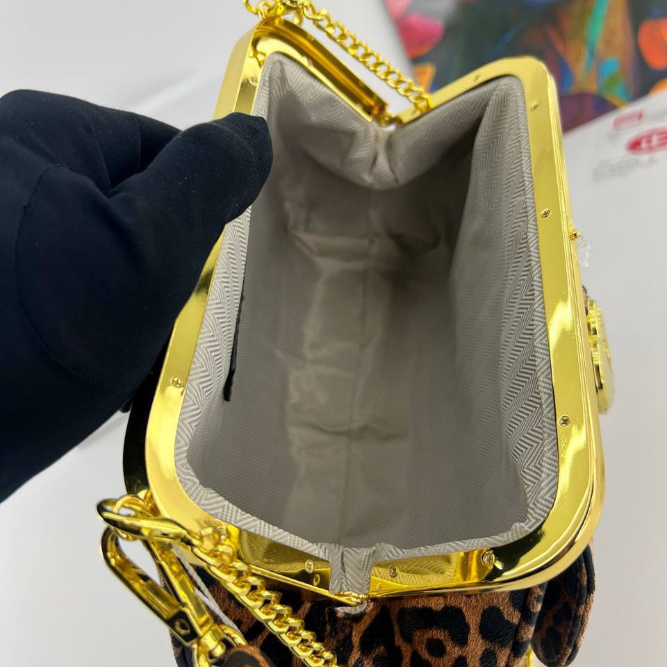 Moschino Heart Lock Chain Handbag with Gold Tone Hardware