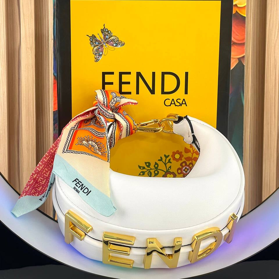 Fendi Casa Inspired Light Blue Handbag with Decorative Scarf
