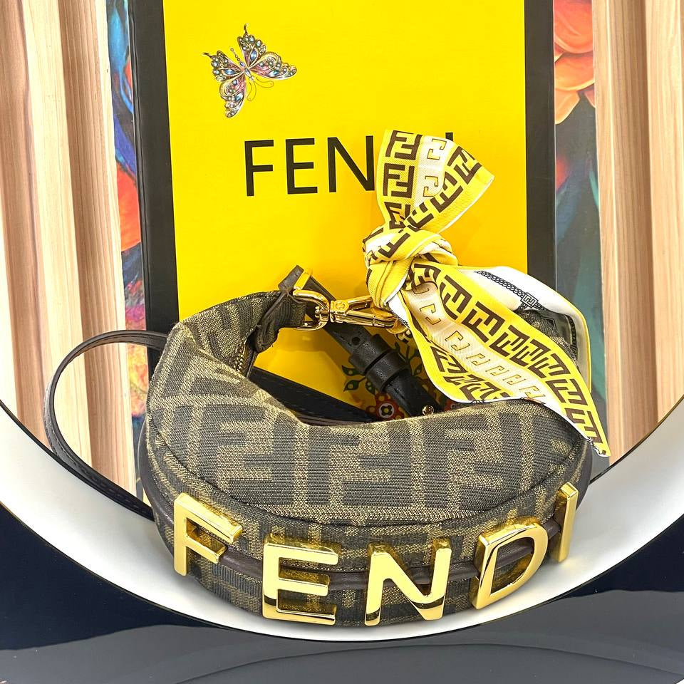Fendi Casa Inspired Light Blue Handbag with Decorative Scarf
