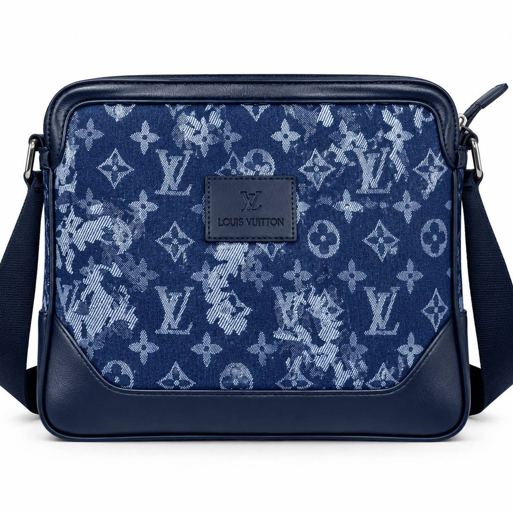 Louis Vuitton Monogram Denim Messenger Bag in Navy Blue