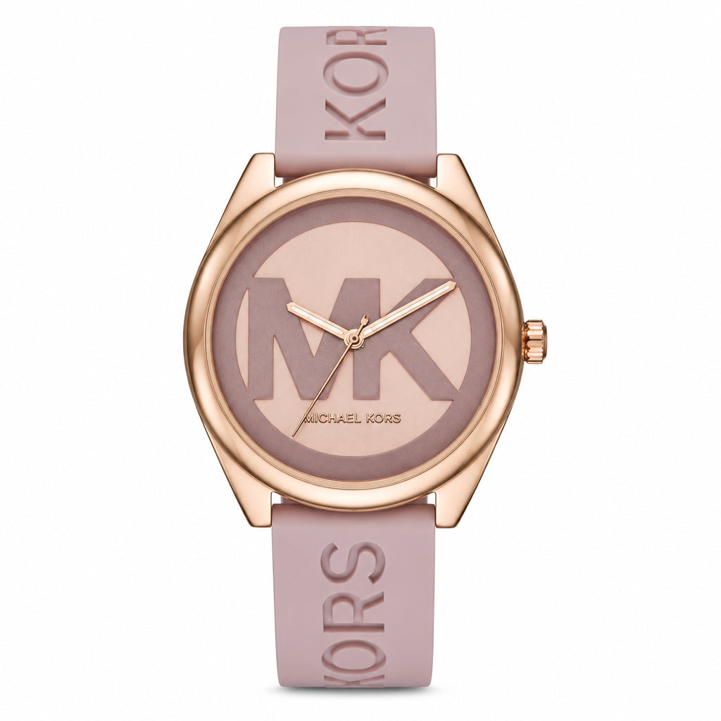 Michael Kors Rose Gold Tone Pink Silicone Logo Watch