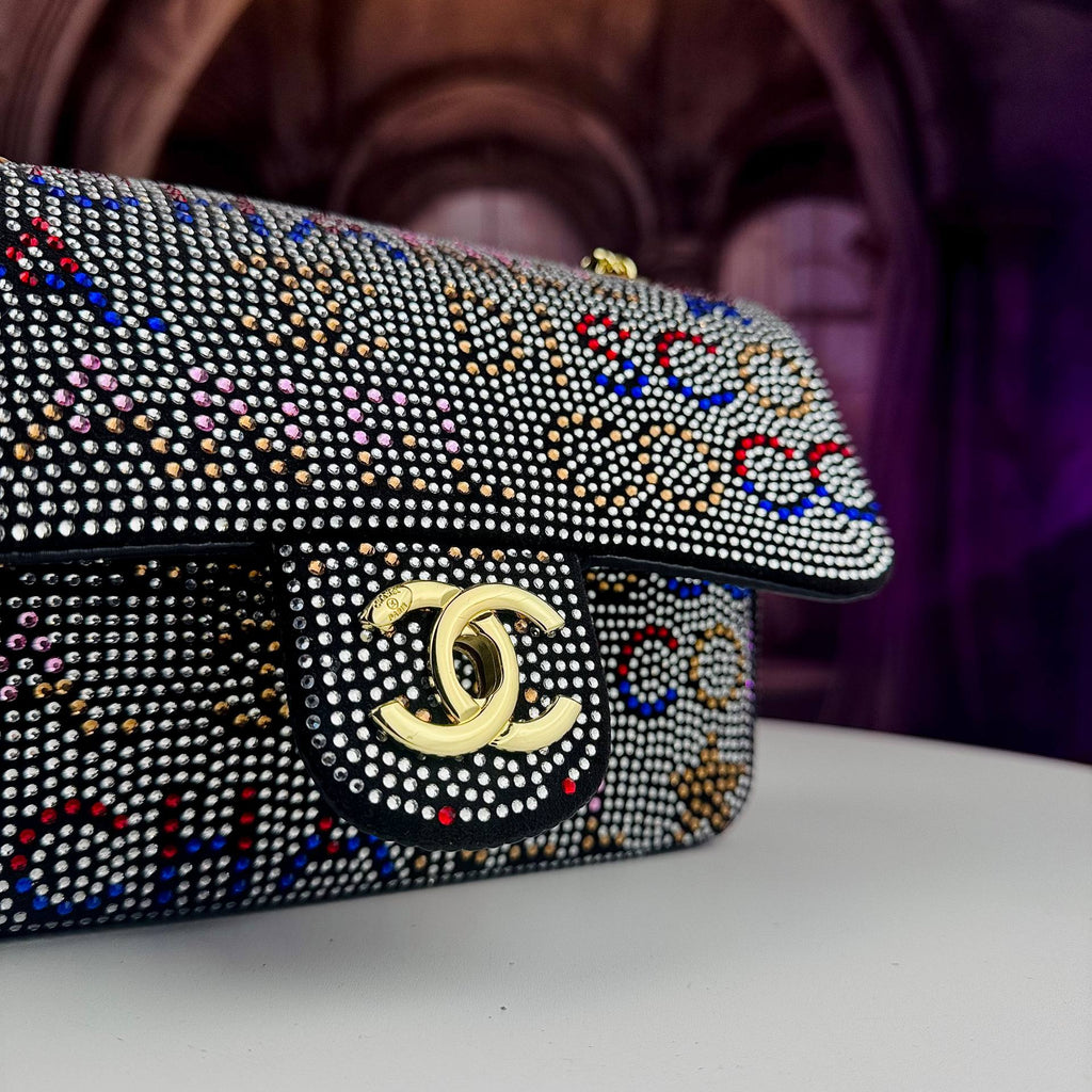 Chanel Multi-Color Rhinestone Embellished Gold Chain Bag