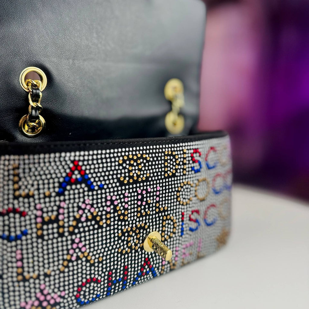 Chanel Multi-Color Rhinestone Embellished Gold Chain Bag
