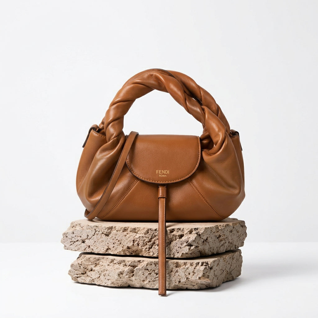 Fendi Roma Braided Handle Leather Bag