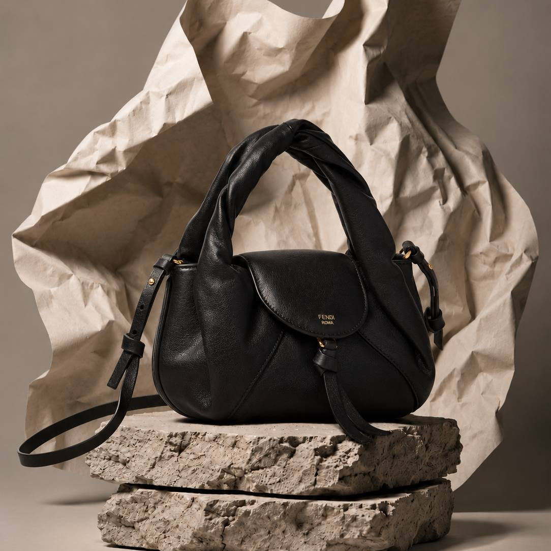 Fendi Roma Braided Handle Leather Bag