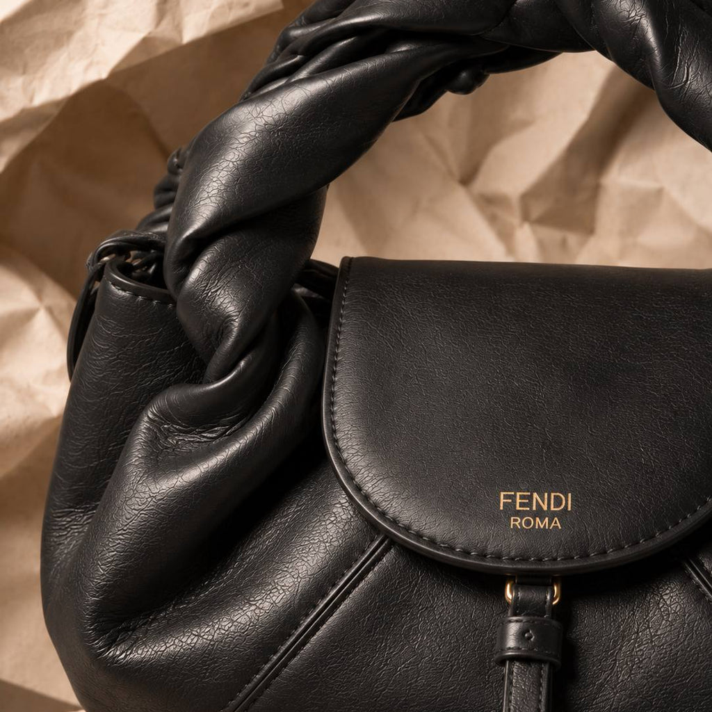Fendi Roma Braided Handle Leather Bag