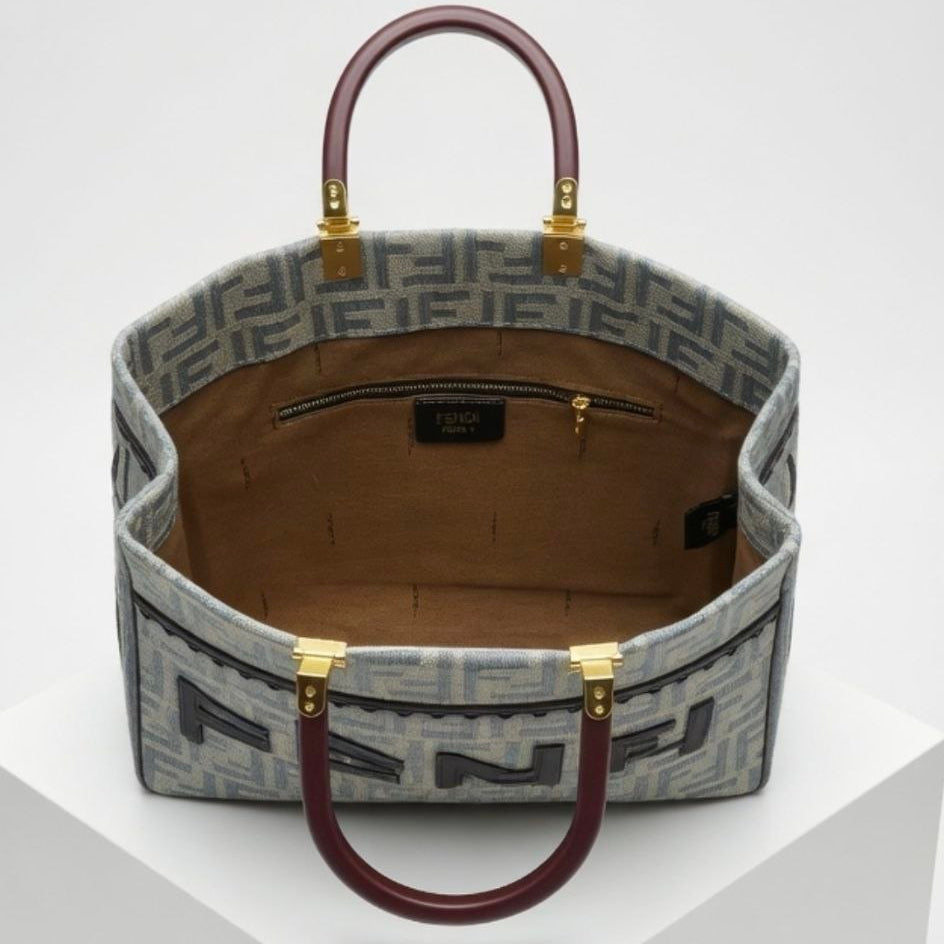 Fendi Roma Logo Pattern Canvas Tote Bag