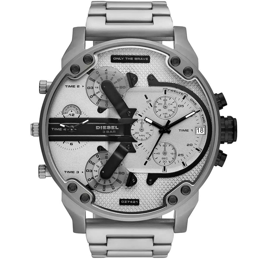 Diesel Mr. Daddy 2.0 Silver Tone Chronograph Stainless Steel Watch