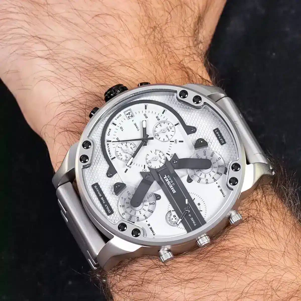 Diesel Mr. Daddy 2.0 Silver Tone Chronograph Stainless Steel Watch