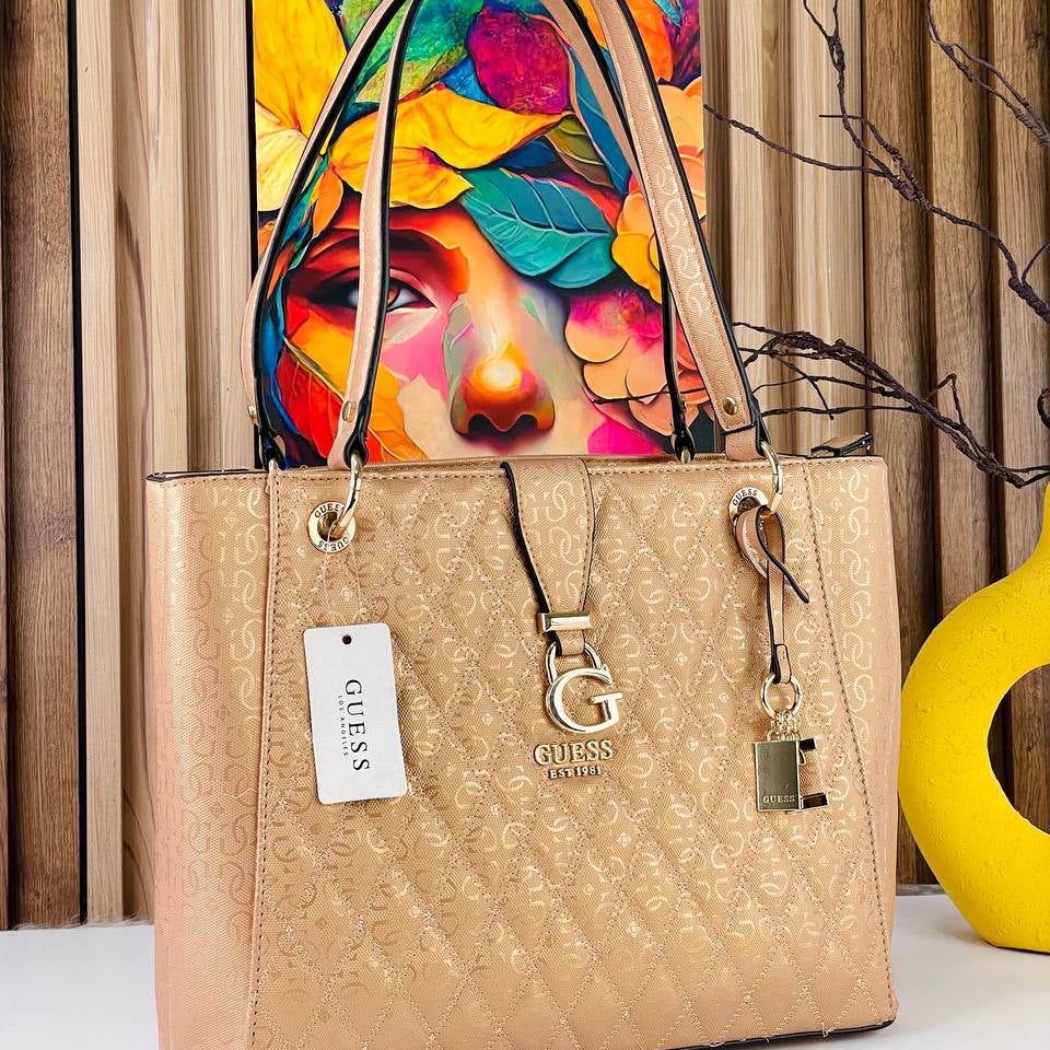 GUESS Chic Tote Bag 👜⚪🖤 Beige Accent