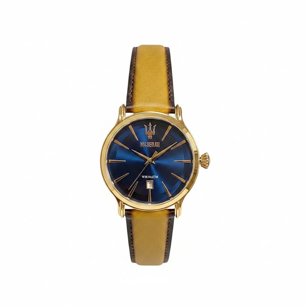 Leather & Steel: Blue Accent Men's Watch ⌚🔵💼