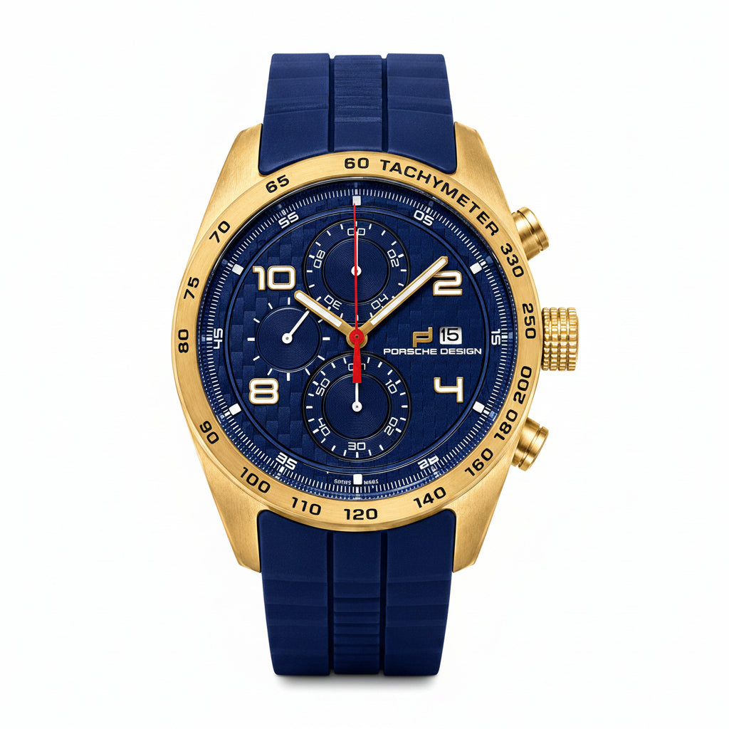 Porsche Design Men's Blue Rubber & Gold-Tone Watch ⌚🔵🏆