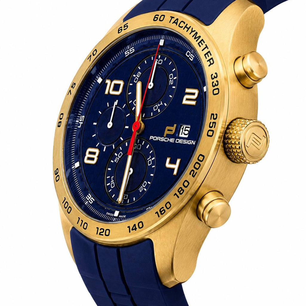 Porsche Design Men's Blue Rubber & Gold-Tone Watch ⌚🔵🏆