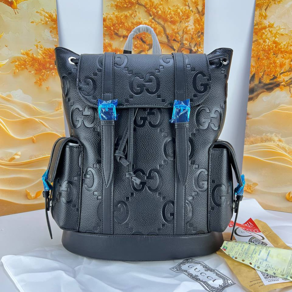 Gucci Embossed GG Leather Backpack with Buckle Closures 🎒✨