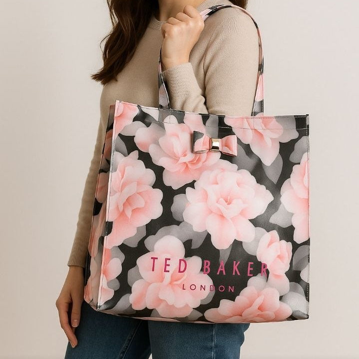 Ted Baker Floral Mirror Tote Bag in Pink and Black 🌸👜✨