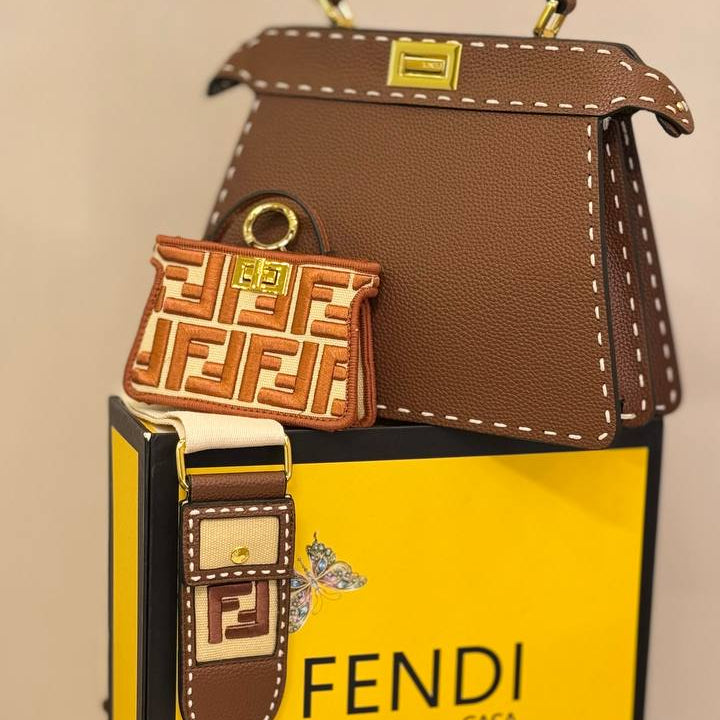 Fendi Handbag with Matching Mini Pouch Set 👜✨