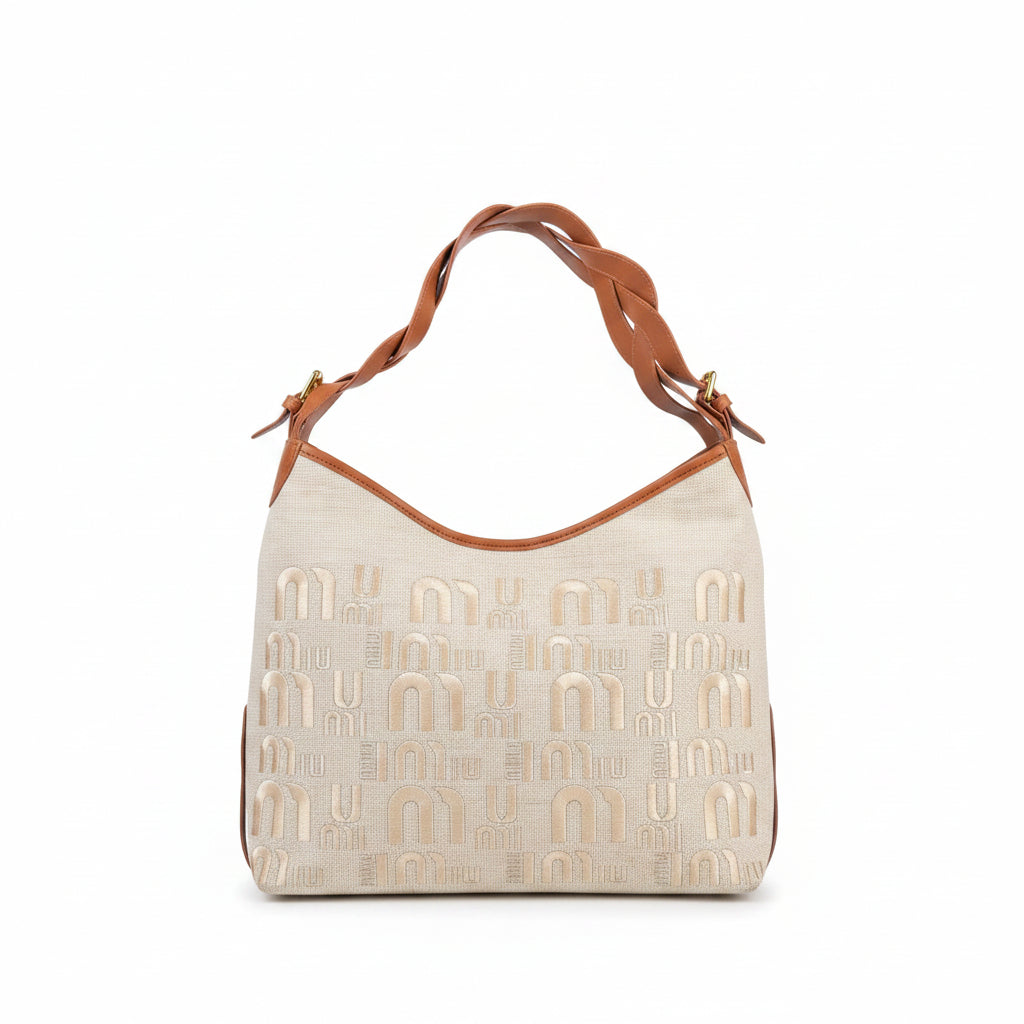 Miu Miu Monogram Fabric Shoulder Bag with Braided Handle 👜✨