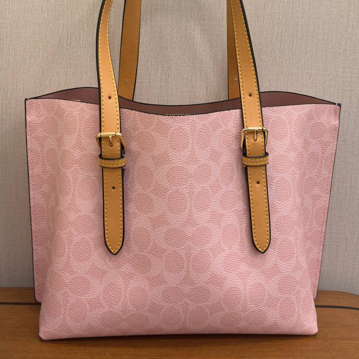 Coach Signature C Pink Tote with Floral Charm 🌸👜