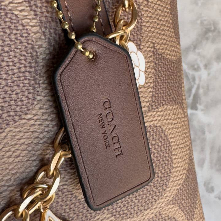 Coach Signature Flower Charm Bag Set with Matching Card Holder 🌸👜