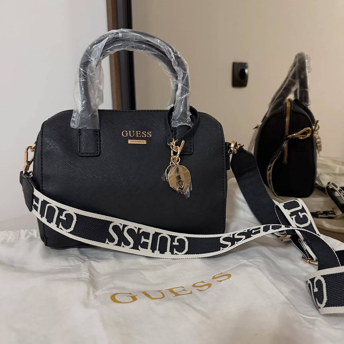 Guess Pink Logo Pattern Satchel Handbag 🌸👜