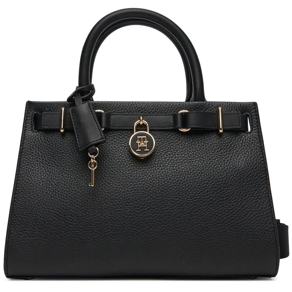 Tommy Hilfiger Leather Satchel with Gold-Tone Lock Detail 👜✨