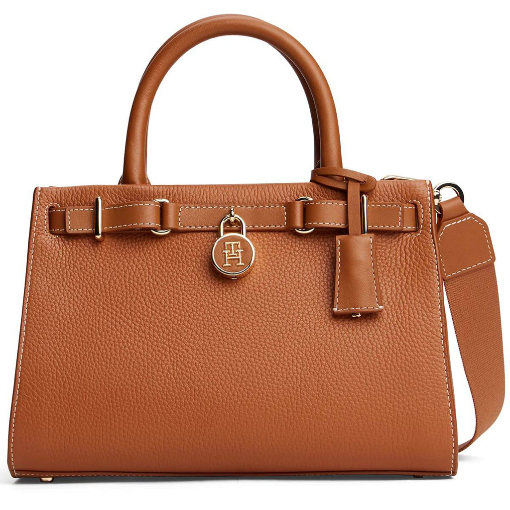 Tommy Hilfiger Leather Satchel with Gold-Tone Lock Detail 👜✨