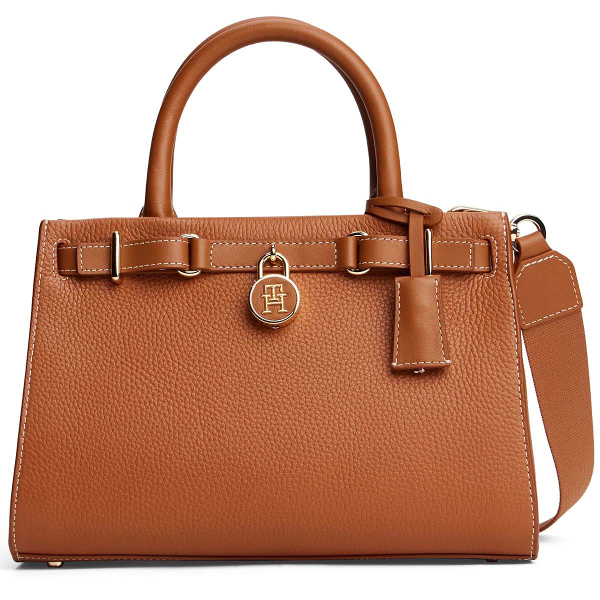 Tommy Hilfiger Leather Satchel with Gold-Tone Lock Detail 👜✨