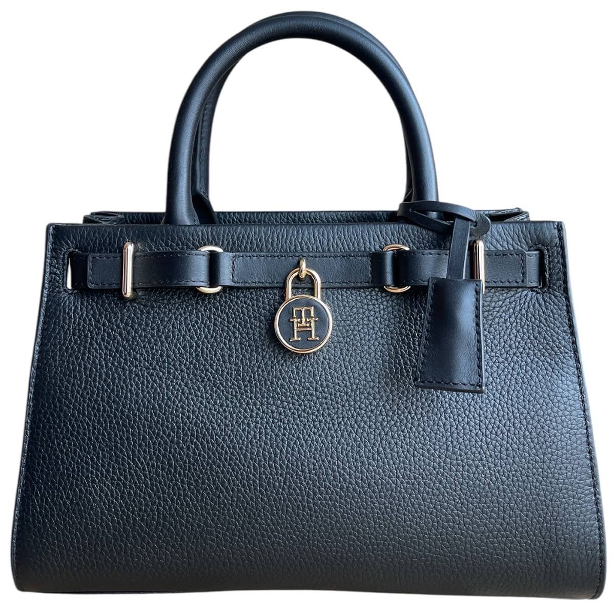 Tommy Hilfiger Leather Satchel with Gold-Tone Lock Detail 👜✨