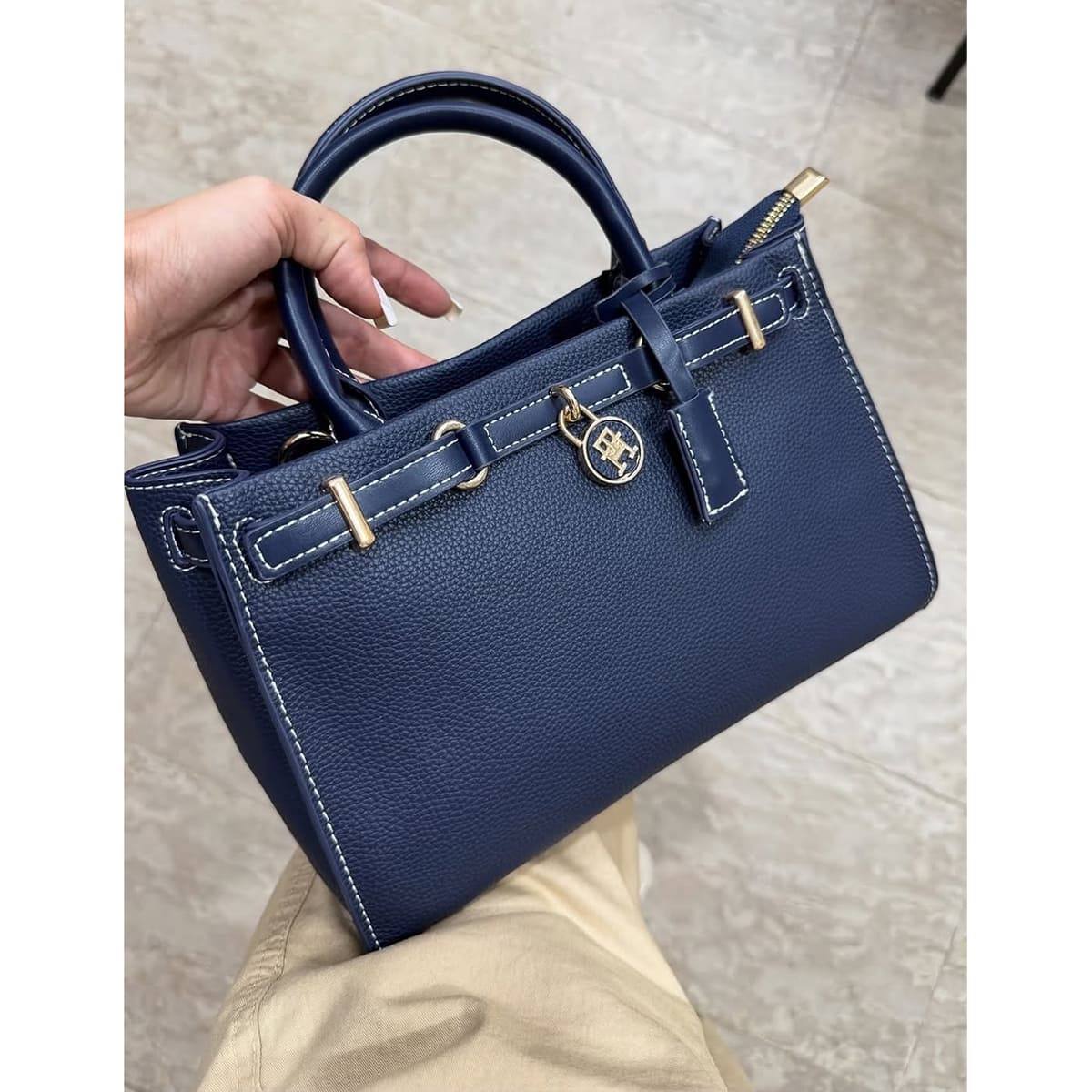 Tommy Hilfiger Leather Satchel with Gold-Tone Lock Detail 👜✨