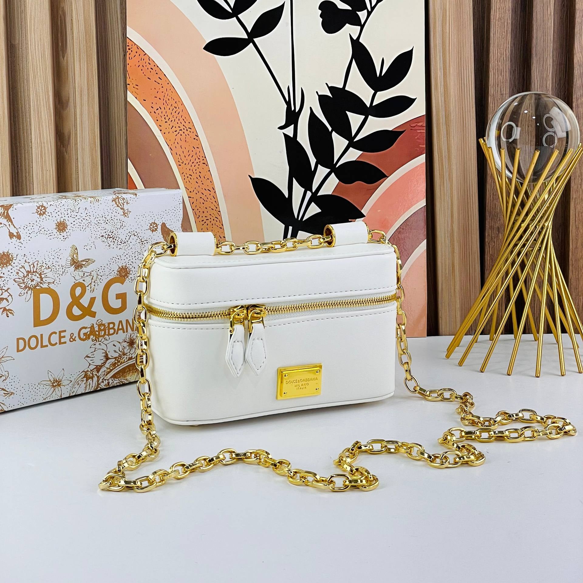 Dolce & Gabbana Style Box Bag with Gold Chain Strap ✨👜