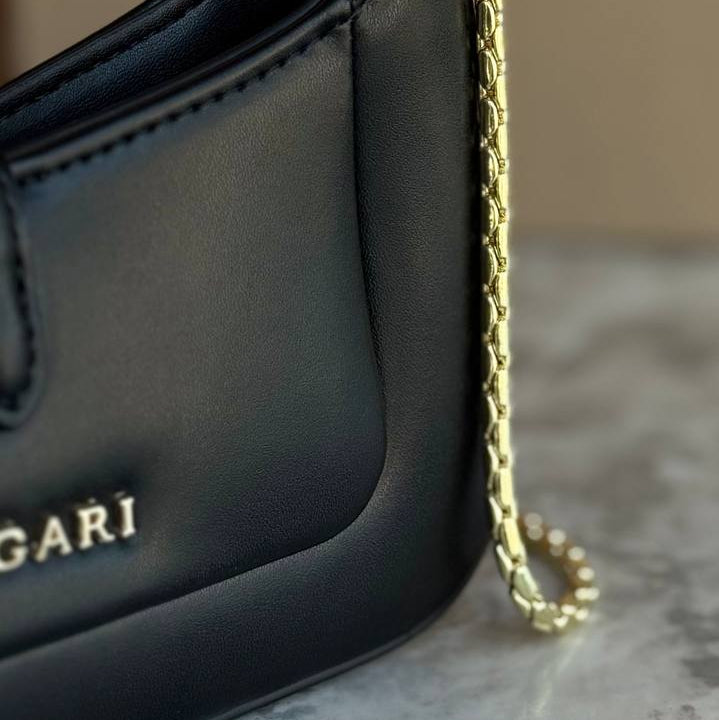 Bvlgari Serpenti Black Bag with Gold Chain Strap